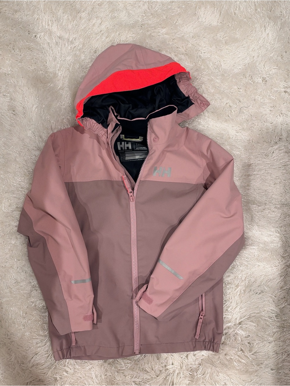 Helly Hansen Pink Two-Tone Waterproof Kids' Hooded Rain Jacket